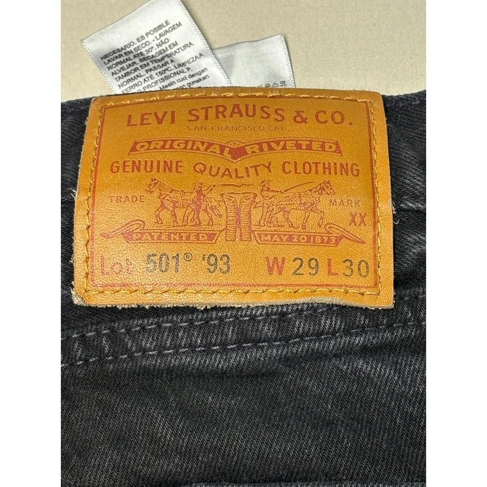 Levis Premium Big E 501 93 Straight Leg Black Jeans‎ Mens W29 L30 79830-0026